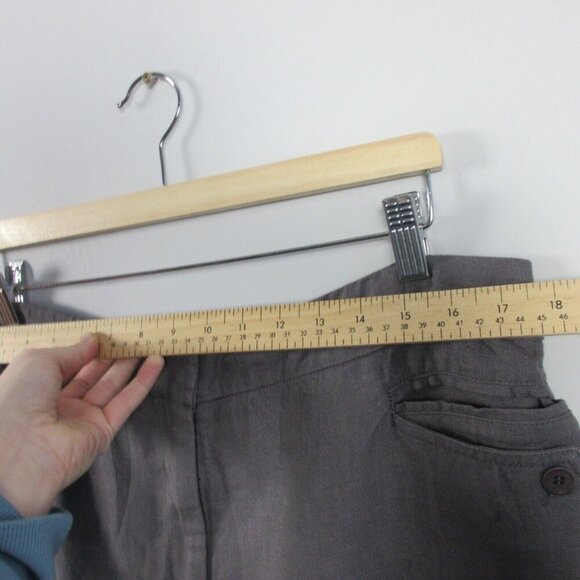 Eileen Fisher Linen Twill Pencil Mini Skirt L Gray Classic Preppy Casual 306 - Picture 10 of 12